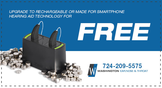 FREE Upgrade to Rechargeable or Made for Smartphone hearing aid - Washington ENT